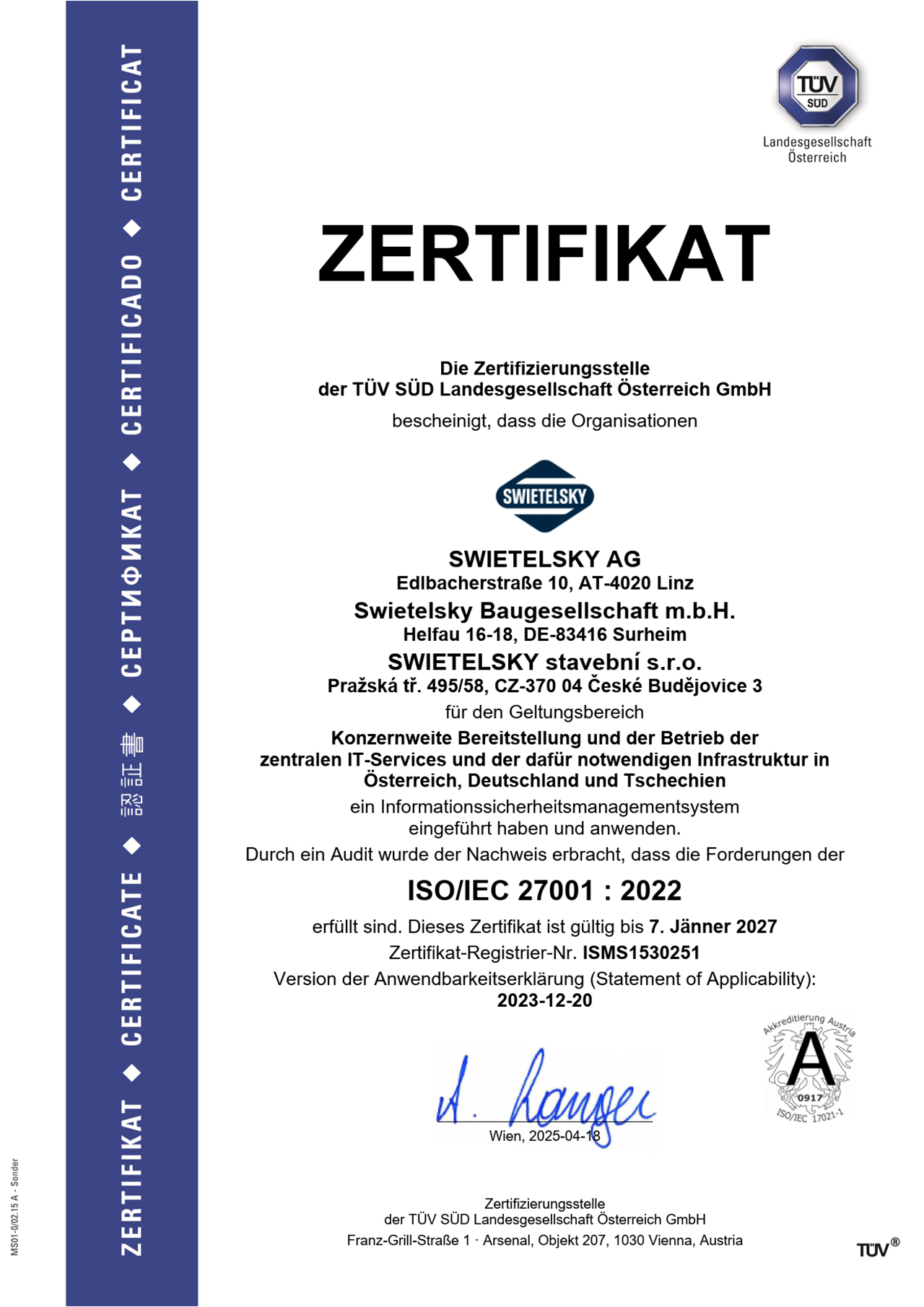 2025 Zertifikat 27001 De (003) 1 2025 Zertifikat 27001 De (003) 1