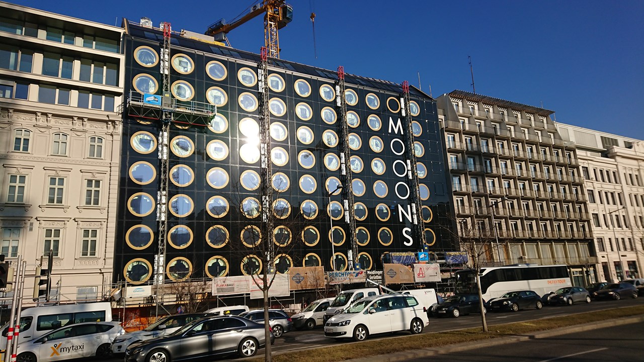 Hotelgebäude, Mooons, Wien - Pozemné stavby Hotelgebäude, Mooons, Wien - Pozemné stavby